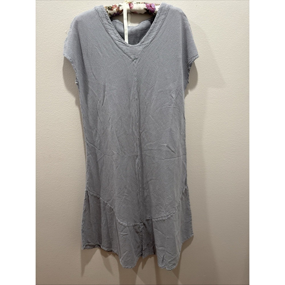 OH MY GAUZE  Purple Gray Midi Cotton Barrel Hem Casual Dress 2 US L Asymmetrical